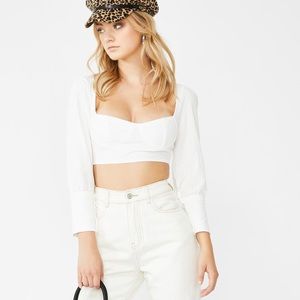 Dollskill White Cuffed Bustier Crop Top worn once